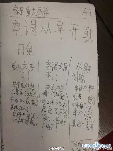 熊孩子做报纸爆料家庭生活 抱怨连物业都有四五个小孩