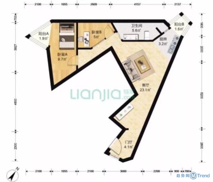 一带一路两居户型带跑道二手房！奇葩户型大盘点