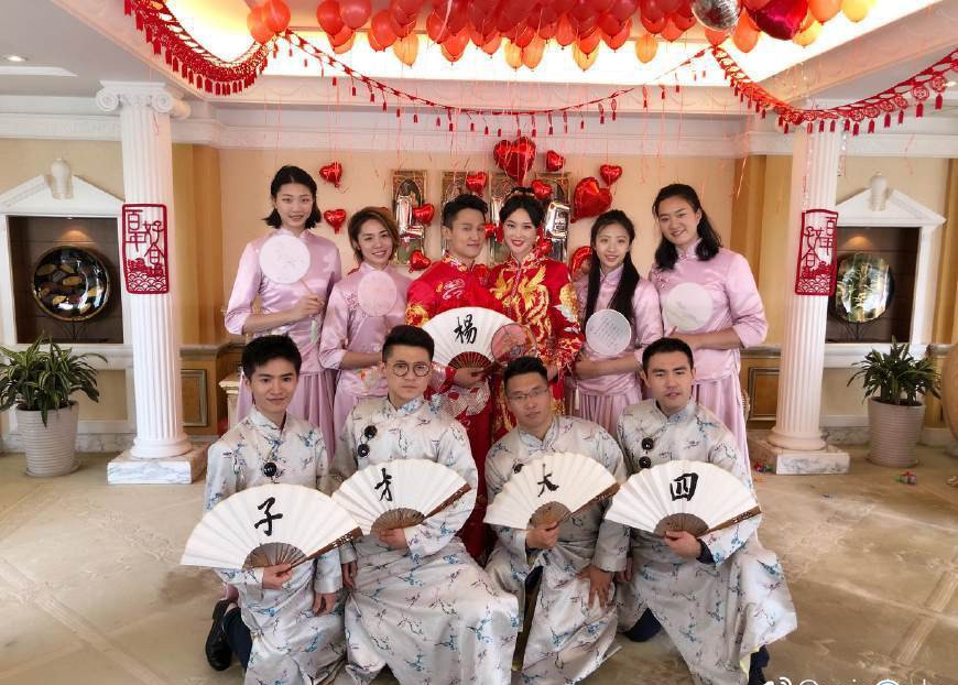 惠若琪和老公杨臻博大婚 现史上最惨伴郎团